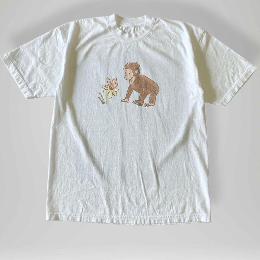 Style Curious George Monkey Cartoon Graphic Tee Unisex T-Shirt